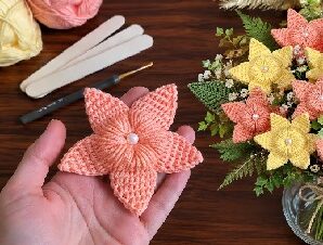 Como tejer hermosa flor de 5 hojas a crochet
