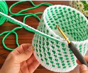Como tejer hermosa cesta de crochet